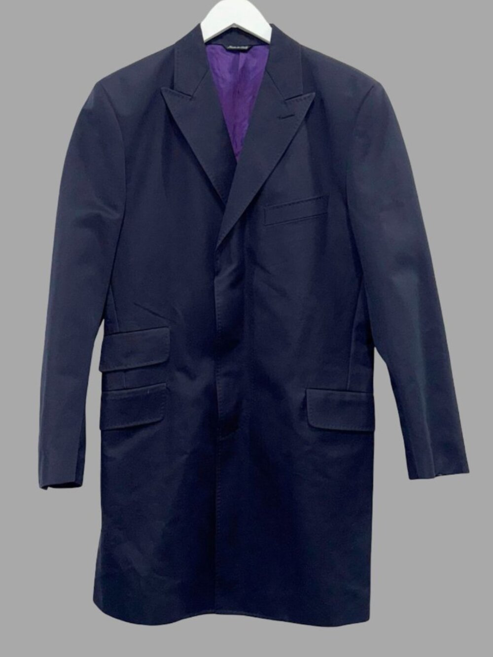 PAUL SMITH Navy Blue Classic Topcoat Sz 40 Cotton